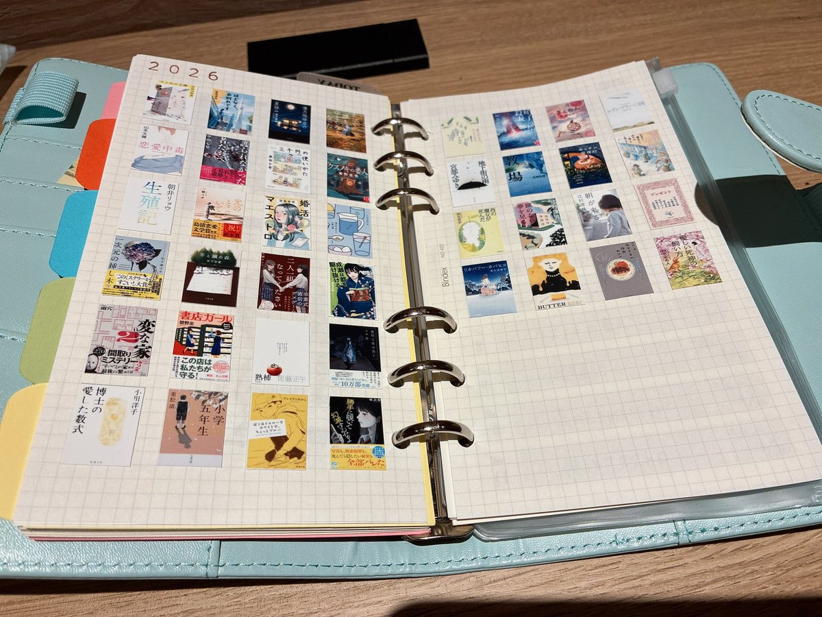 hkr_0619's tweet photo. 読書ノートの年間記録ページ作成📖✂️
装丁を見ているだけで癒される🫧
今年はあと何冊読めるかな📚 https://t.co/XhsacaExTD