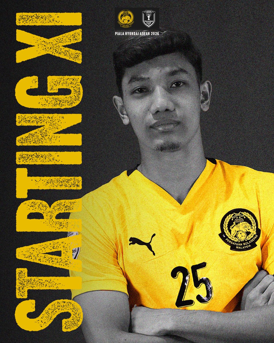 malaysia_nt's tweet photo. Here's how we line up tonight. 🇲🇾
#FAM #HarimauMalaya #ASEANHyundaiCup2026 https://t.co/7hCPFOV8ae