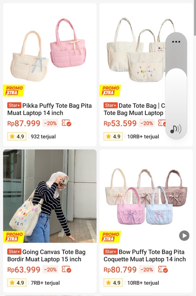 Chyipmunk's tweet photo. Nemu toko yang jual tote bag imut 👀 berguna banget buat nampung barang bawaan wakti bepergian 😅🫰 harganya pun masih termasuk affordable buat pelajar ✨️ https://t.co/Mq4LVYqONi