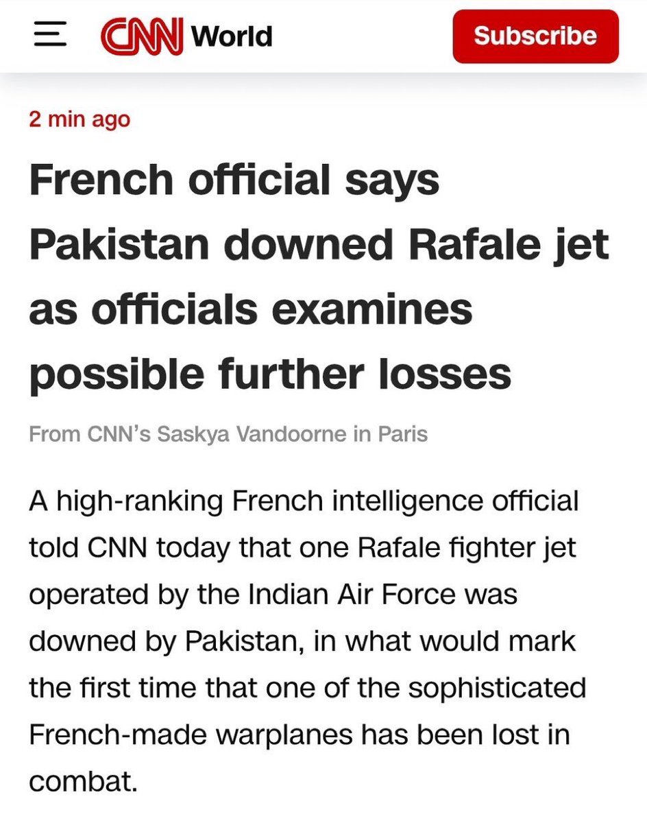 Huk06's tweet photo. Lololol. S400 cheese radar was taken out with a radiation missile by a JF-17 thunder. It’s verified by the PLAF and the Pakistan Military. In fact the agency that predicted where S400 was got a massive boost in prestige with its head in line for a massive promotion. Even the West admitted it because the evidence was so overwhelming. They tried to paint the Chinese as heroes for this victory even though Chinese air chief visited Pakistan to learn exactly how we used their weapons in a multi domain kill chain.

Since 1971 India has lost 11 planes to Pakistan while Pakistan lost none. This performance vs an adversary 11x weaker than you financially can only be described as humiliating. The fact that instead of accountability for this consistent failure India conjures fantasies of victory contributes to the culture of mediocre professionalism that plagues those who make the decisions at the top in defense ministry and leadership of military.

Fact is all recognised independent experts like Fabian Hoffman have praised the fact that Pakistan’s multi domain operational capability allows it to execute complex kill chains. India is still such in the military posture of the 1980’s where information in silos led decision making. The Indian military chief pointed to this but was shut down by incompetent civilians.

Be better. Do better. Hold your leadership accountable and honestly grow up. You’re only hurting your country with your fantasies.