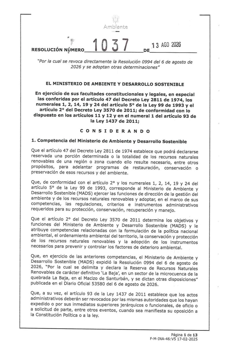 ComiteSanturban's tweet photo. 🚨 ALERTA COLOMBIA 

No pasó ni un mes y el Gobierno @ABDELAESPRIELLA empezó a desmontar las medidas que protegen Santurbán. Mientras el país enfrenta la emergencia por el terremoto, el @MinAmbienteCo @fabio_arjona aprovechó para  tumbar la primera resolución que prohíbe el proyecto Soto Norte de la multinacional minera Aris Mining en Santurbán.

⚠️ Está en riesgo el agua de cerca de 2 millones de personas.

Convocamos a la ciudadanía a acompañar las acciones jurídicas y de movilización que emprenderemos para defender Santurbán.

El agua y el futuro de Santurbán y demás páramos del país no se venden, SE DEFIENDEN 💪