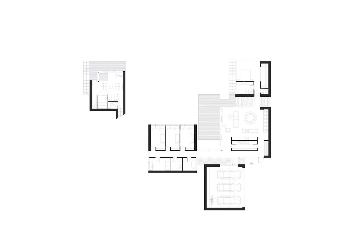 Architizer's tweet photo. Four concrete volumes form a protected inner courtyard, creating a house that is closed to the street but fully open toward the pond.

📍 Kaunas, Lithuania
 Project by: Architectural bureau http://G.Natkevicius and partners https://t.co/ZMBJnFNso9