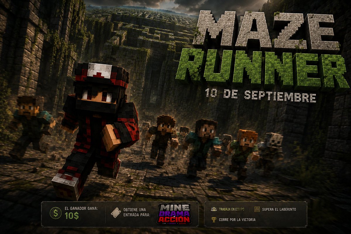 Tongakai_Oficia's tweet photo. 🔥 ¿ERES STREAMER? ENTONCES ESTO ES PARA TI. 🔥

🧱 MAZE RUNNER — 10 DE SEPTIEMBRE

Un enorme laberinto.
Decenas de jugadores.
Una sola persona podrá escapar primero.
Prepárate para correr, perderte, tomar decisiones bajo presión y competir contra otros creadores en un evento creado EXCLUSIVAMENTE PARA STREAMERS.
🎥 PARA PARTICIPAR:
• Ser streamer activo
• Streamear el evento en directo
• Estar disponible el 10 de septiembre

🏆 BENEFICIOS:
💰 $10 para el ganador
🎬 Entrada a Mine Drama + Acción
📺 Exposición junto a otros creadores

Si buscas un evento diferente para llevar a tu comunidad...
EL LABERINTO TE ESTÁ ESPERANDO.
🔥 ¿TIENES LO NECESARIO PARA ESCAPAR?
📅 10 DE SEPTIEMBRE
🎮 MAZE RUNNER

para mas info

https://t.co/AwDXgxXCBs