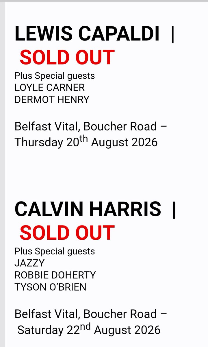 MACFC1927's tweet photo. Couple of big Belfast shows this week now sold out @JeffRobinsonPR https://t.co/dehYJoF4XM
