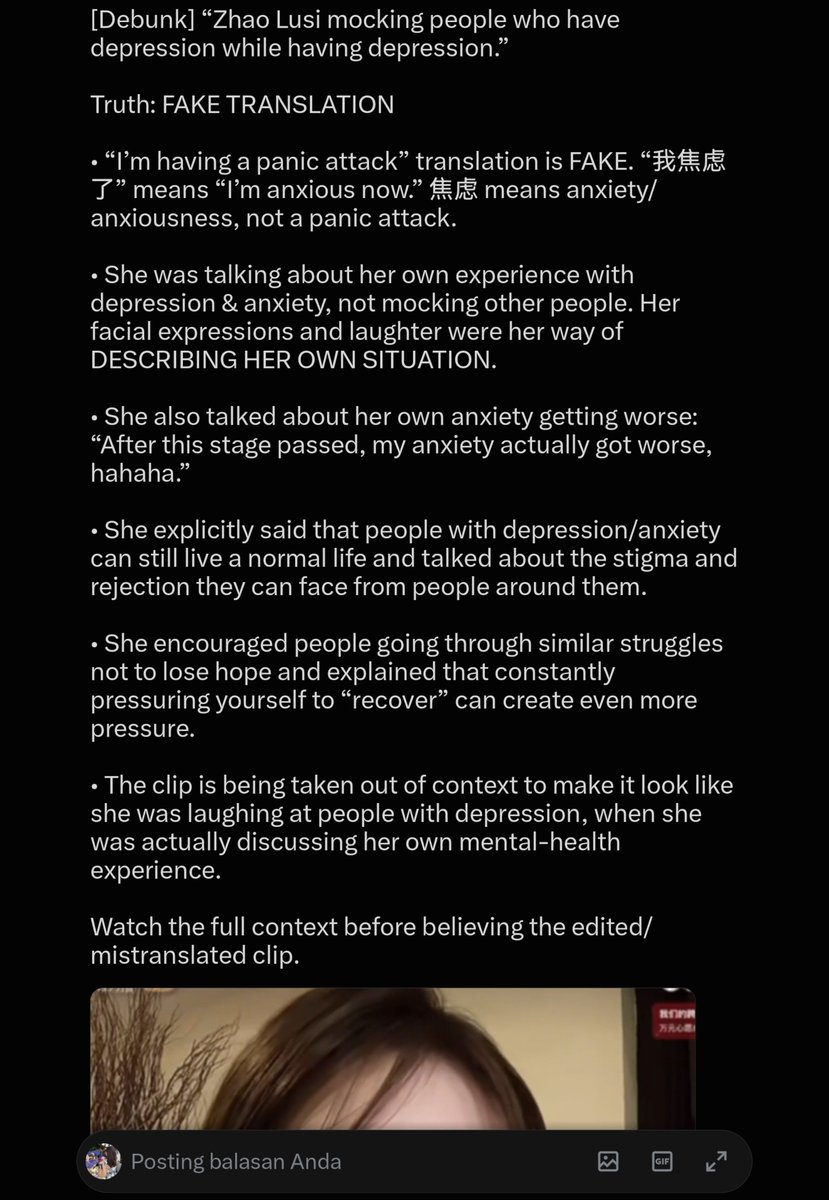 yerrisaa's tweet photo. This clip is out of context, she was simply demonstrating what she was like when experiencing anxiety, not mocking anyone, please watch the full live for the actual context https://t.co/369Tcuy0hI