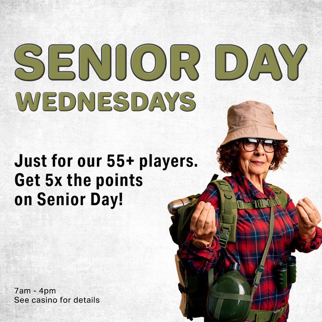 kootenaicasino's tweet photo. Attention all Seniors!! If you are aged 55+ come on down to Kootenai Casino and Spa to earn 5x the points on all machines for Senior Day!! 🤑 💸
#KootenaiRiverInnCasino #KRI #WinAtTheInn #Casino #UntamedJackpots https://t.co/kAXD7Eid4W
