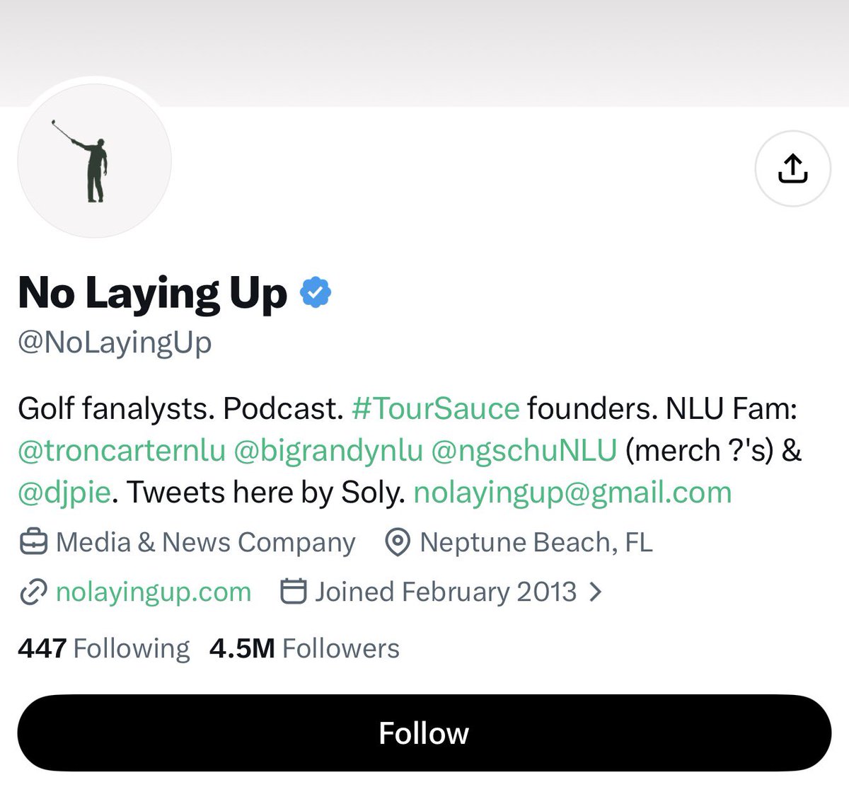 LIVTracking's tweet photo. Two months ago Dan Rapaport was at 100k followers on @X. Now he’s at 4.4 million? 

Three months ago No Laying Up was at 250k on @X. Now they’re at 4.5 million? 

How much did these BOTS cost? @brianrolapp @PGATOURComms https://t.co/LQX8ySS7Q0
