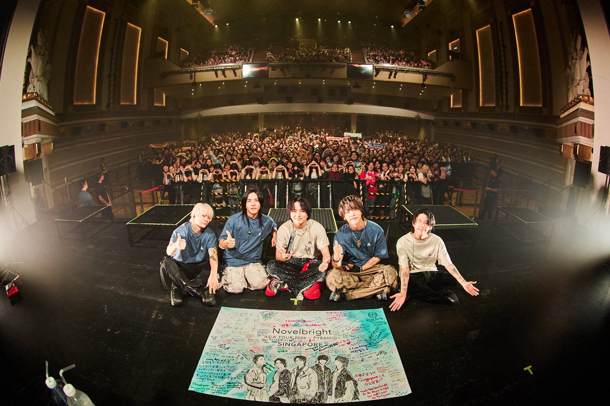 Novelbright_jp's tweet photo. 2026.08.18 at Capitol Theatre
“Novelbright ASIA TOUR 2026
〜PYRAMID〜 in SINGAPORE 🇸🇬”

Day 2 of our Asia Tour!
Our very first show in Singapore!

Thank you for welcoming us with such incredible energy and excitement 😊
See you all again soon🙋‍♂️🙋‍♀️

Photo: @KeecoRoma
#Novelbright #PYRAMID