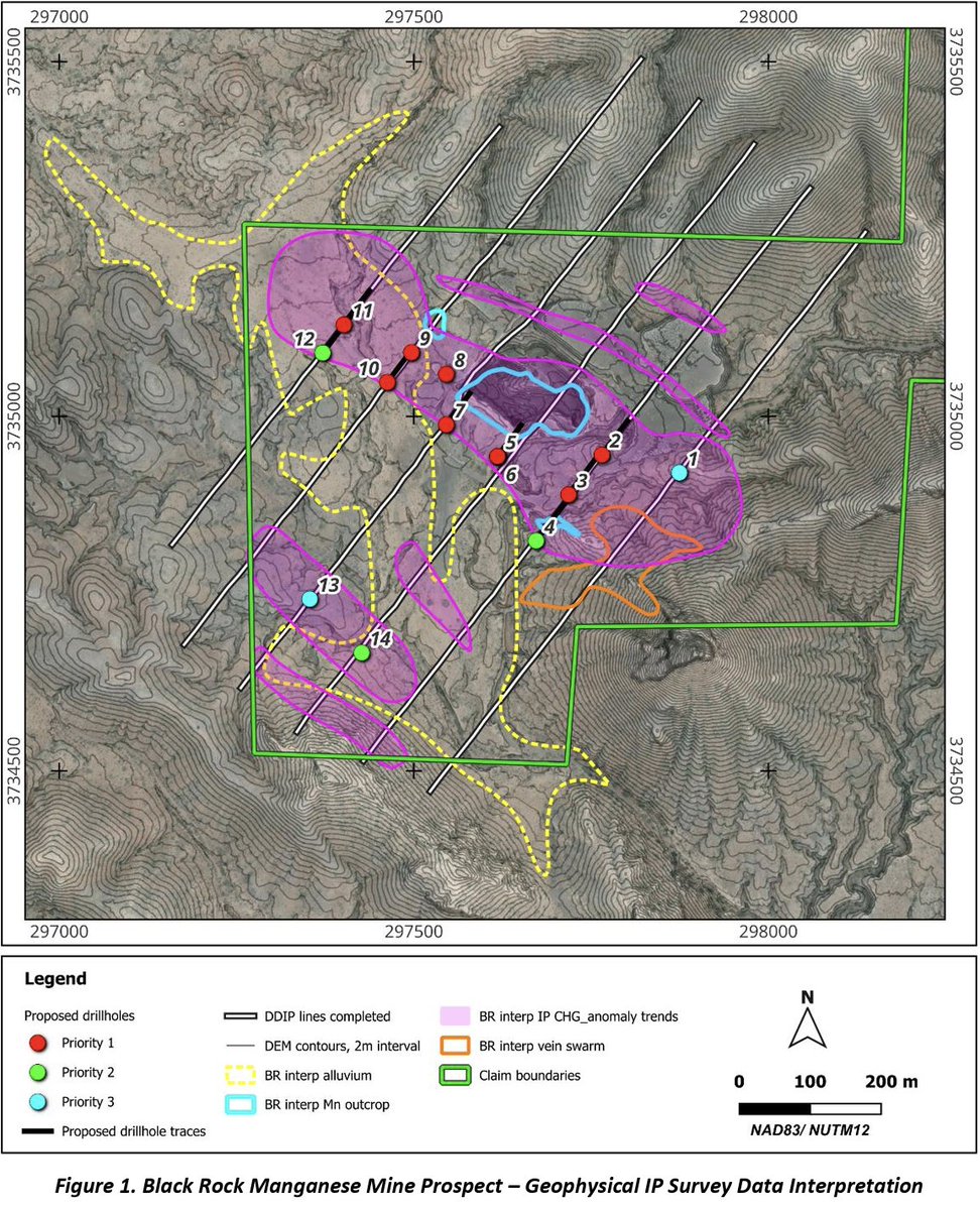 PegasusMn's tweet photo. Purple Pansy #Manganese-#Gold Project Update Geophysical IP Survey Works Delineate Priority Drill Targets at High-Grade Black Rock Manganese Mine Prospect - $PTEL $RAS 🗞️📰
https://t.co/9tLRaB1757
@Ragusa_Minerals Chair, Jerko Zuvela said “The Company is delighted with the IP survey data results outlining multiple anomalous trends, with the largest trend extending along strike of the historic Black Rock Manganese Mine site containing exposed massive manganese oxide mineralisation. The survey results provide greater confidence that we may find more manganese mineralisation along strike and at depth from the mineralized zone exposed at the historic mine. The Purple Pansy Manganese & Gold Project provides the Company a major opportunity to establish a high-grade manganese project with development potential to create long term value for our shareholders.”