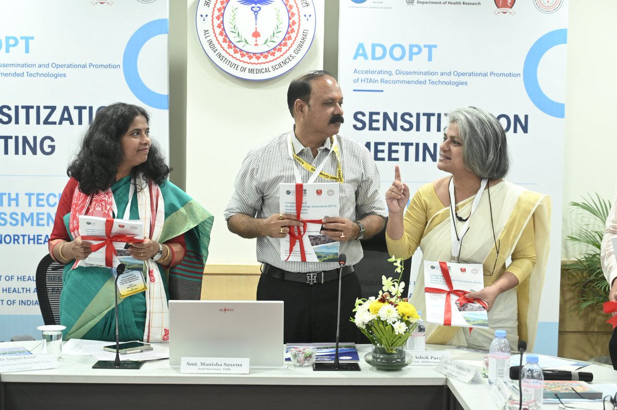 DhrHtain's tweet photo. Highlight at the NER HTA Sensitization Workshop: The official launch of the Compendium of HTA Technologies (Northeast Edition) along with a keynote address by Smt. Manisha Saxena, Joint Secretary, DHR, MoHFW! https://t.co/d7JEPxa58x