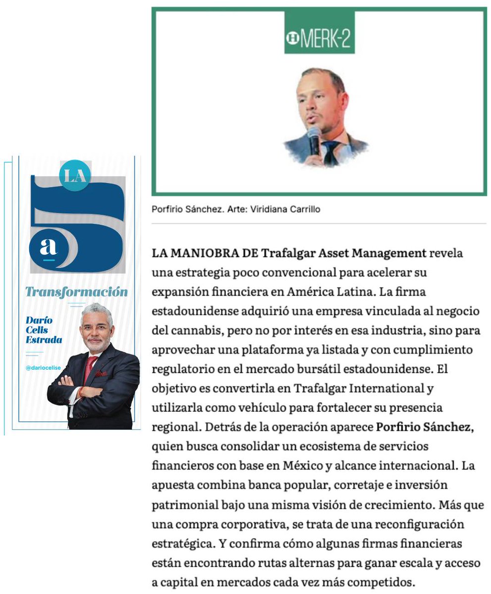 dariocelise's tweet photo. #LaQuintaTransformación
Trafalgar Asset Management adquirió una empresa vinculada al negocio del cannabis, para aprovechar una plataforma ya listada y con cumplimiento regulatorio en el mercado bursátil estadounidense.
https://t.co/Zme2Uotibw https://t.co/I6CWDT1WBf
