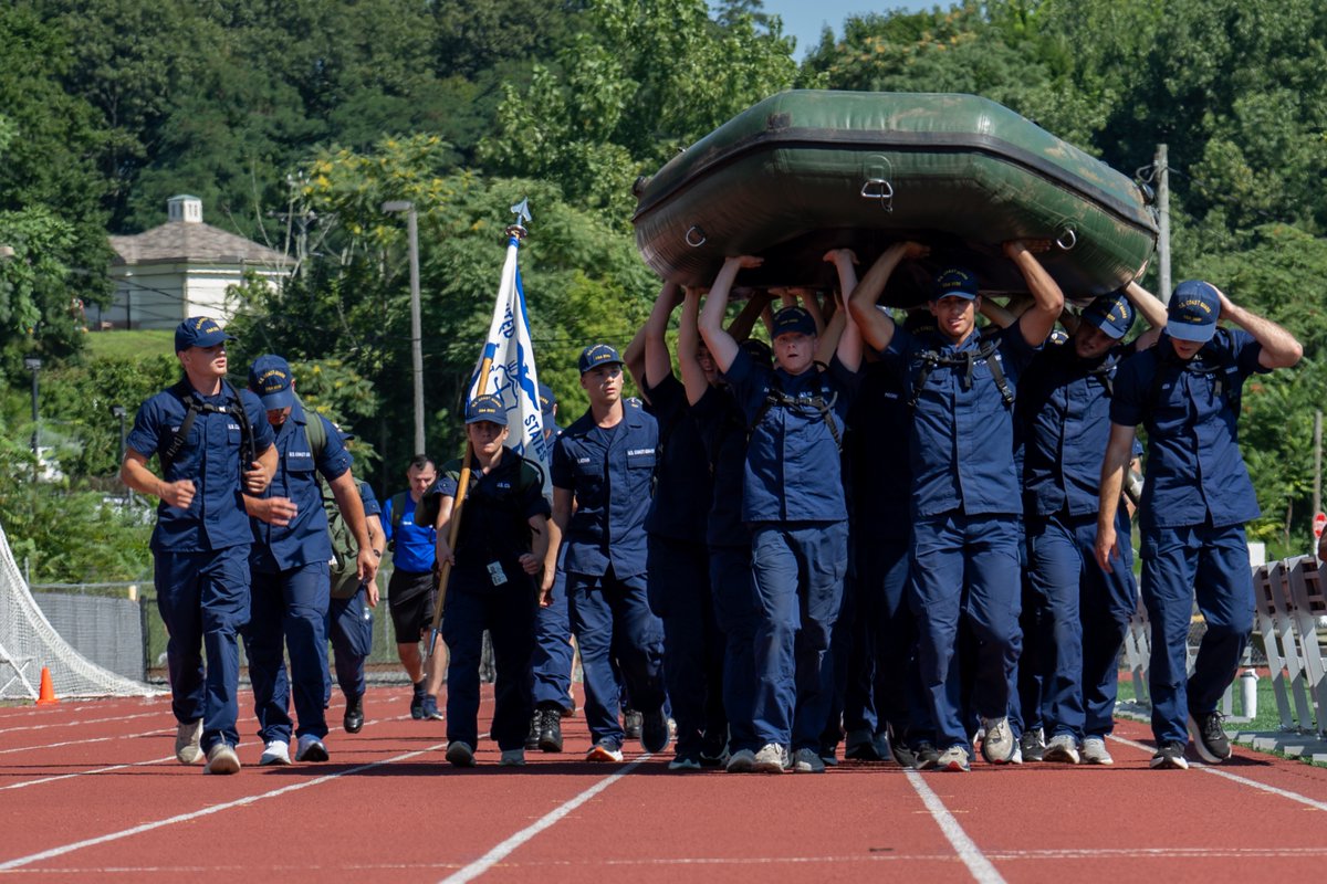 USCGAcademy's tweet photo. Sea Trials and Shoulder Board ceremony⚓️
After pushing their physical and mental limits, swabs take part in the Shoulder Board Ceremony, marking their transition into the Corps of Cadets and the next chapter of their journey at the Coast Guard Academy.
#USCGA #USCG #SwabSummer https://t.co/g8HilxRo8l