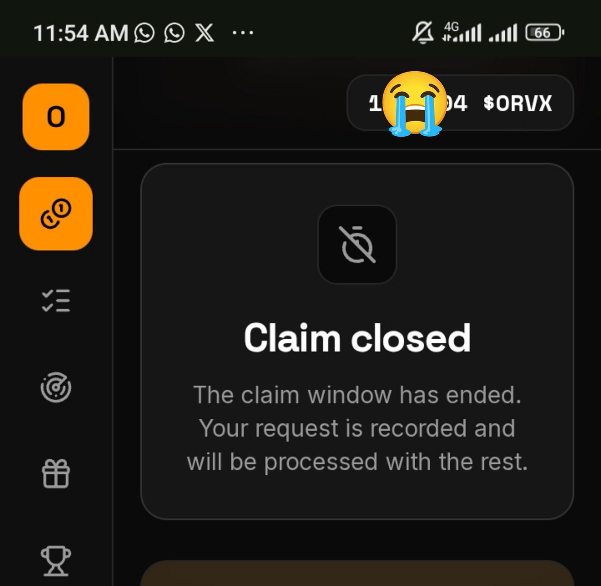 Eat_Joe_'s tweet photo. π¨ $ORVX CLAIM UPDATE π¨
The $ORVX claim window is officially CLOSED. β³
If you submitted your claim before the deadline, your request has been recorded and will be processed alongside the rest. π§‘
Now we wait for the next step. π
#ORVX #ORVXCommunity #Crypto #Airdrop #Web3 https://t.co/nj8xrlTkiN