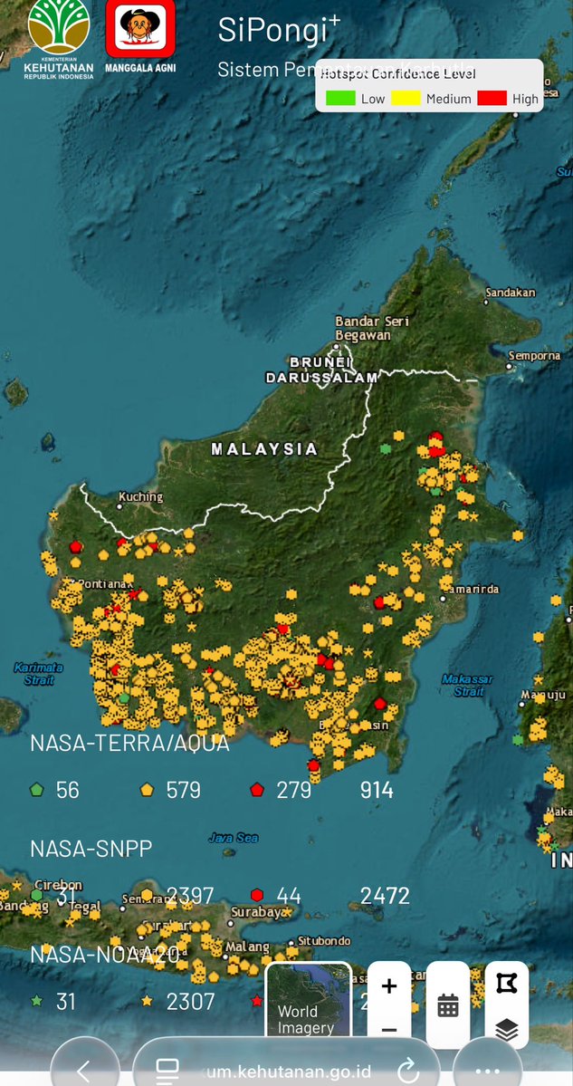 bgkiting's tweet photo. 🚨 REALTIME — kondisi udara Kalimantan malam ini.

Peta IQAir menunjukkan beberapa wilayah Kalimantan punya kualitas udara yang cukup buruk.

Cara bacanya gampang:
🟢 Hijau = udara masih baik
🟡 Kuning = sedang
🟠 Oranye = mulai tidak sehat
🔴 Merah = tidak sehat
🟣 Ungu = sangat tidak sehat
🟤 Cokelat tua = berbahaya

🔥 Ikon api = ada titik panas yang terdeteksi. Ini bisa menjadi tanda adanya kebakaran.

Di beberapa titik, angkanya bahkan mencapai 152, 169, 182, 230, 270 sampai 308.

Semakin tinggi angkanya, semakin buruk kualitas udaranya.

Kalimantan malam ini benar-benar perlu perhatian. 🌳🔥