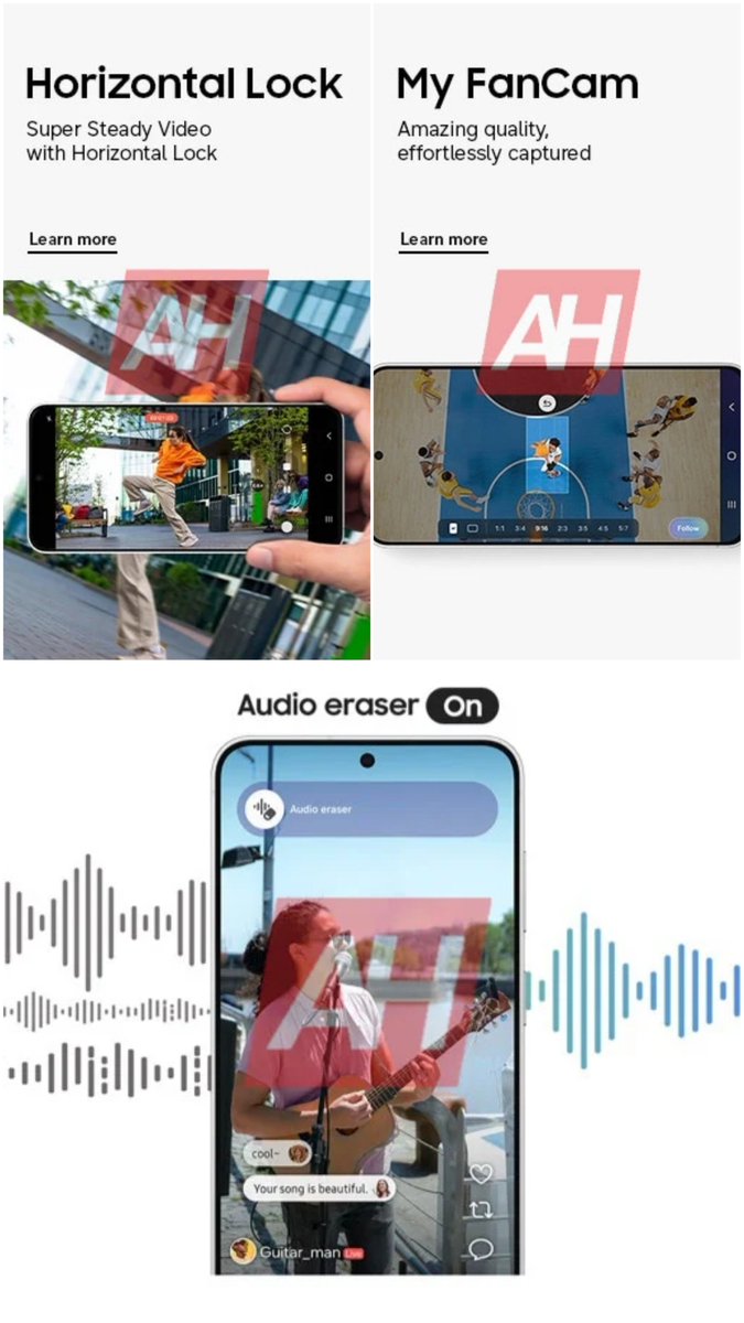 TechieUltimatum's tweet photo. Samsung Galaxy S26 FE - All Promotional and Marketing material leaked and reveals everything.

Key Features:
• Horizontal Lock
• My FanCam
• Audio Eraser
• Almunium Alloy Frame & Gorilla Glass Victus+ Protection
• Exynos 2500 Deca Core (3nm)
• 7 years of OS upgrade
• 50 MP Main Cam with OIS + 12MP UltraWide + 8MP Telephoto and 12MP Selfie
• 4900 mAh Battery with 45W Charging
• 7.4mm thick & weighs
• IP68 Water and Dust Resistance
• 6.7" FHD+ OLED 120Hz Flat Display
• Circle to Search and Scan Details
• OneUI 9.0 out of the box
• UltraWide to 3× Shot Details
• Thinner Bezels and Almost no Camera Bump
• Galaxy S26 Series like Camera Module

Samsung is adding Flagship features like Horizontal Lock, My FanCam, Audio Eraser and Much More in a their Mid-Range Device that's good to see but pricing is going to be hefty this time.

Via: Android Headlines