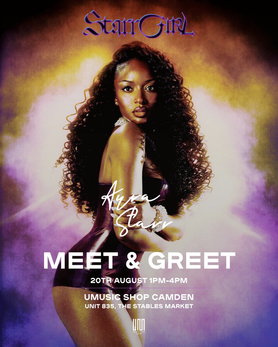 ayrastarr's tweet photo. London I’ll be at the UMG Shop Camden on Thursday 💜 come see me (I want to see my gele girls)

Tickets https://t.co/bedmwlGD7e https://t.co/FK1lvHcFTu