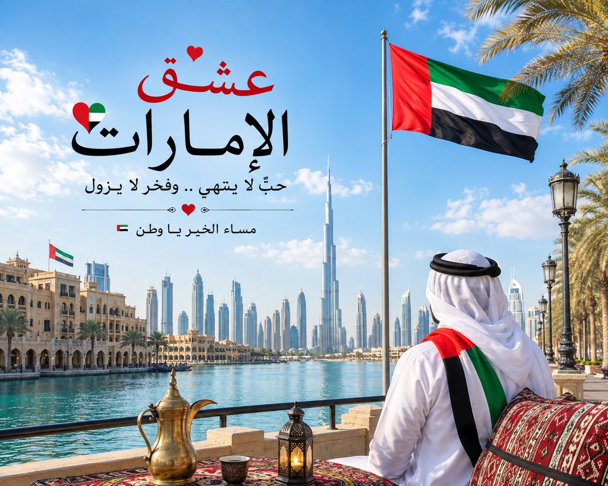 aldeeb2022's tweet photo. يا دارنا يا عشقَنا الأبدي 🇦🇪

فيكِ الفخرُ، وفيكِ يسكنُ المجدُ والولاء

نحبكِ صباحًا ومساءً…

وكلما قيل الإمارات، قلنا: هذي وطنّا وهذي الحياة ❤️

#مساء_الخير_يا_وطن 🇦🇪❤️🫡👑🫶 https://t.co/CyNsde4r0i