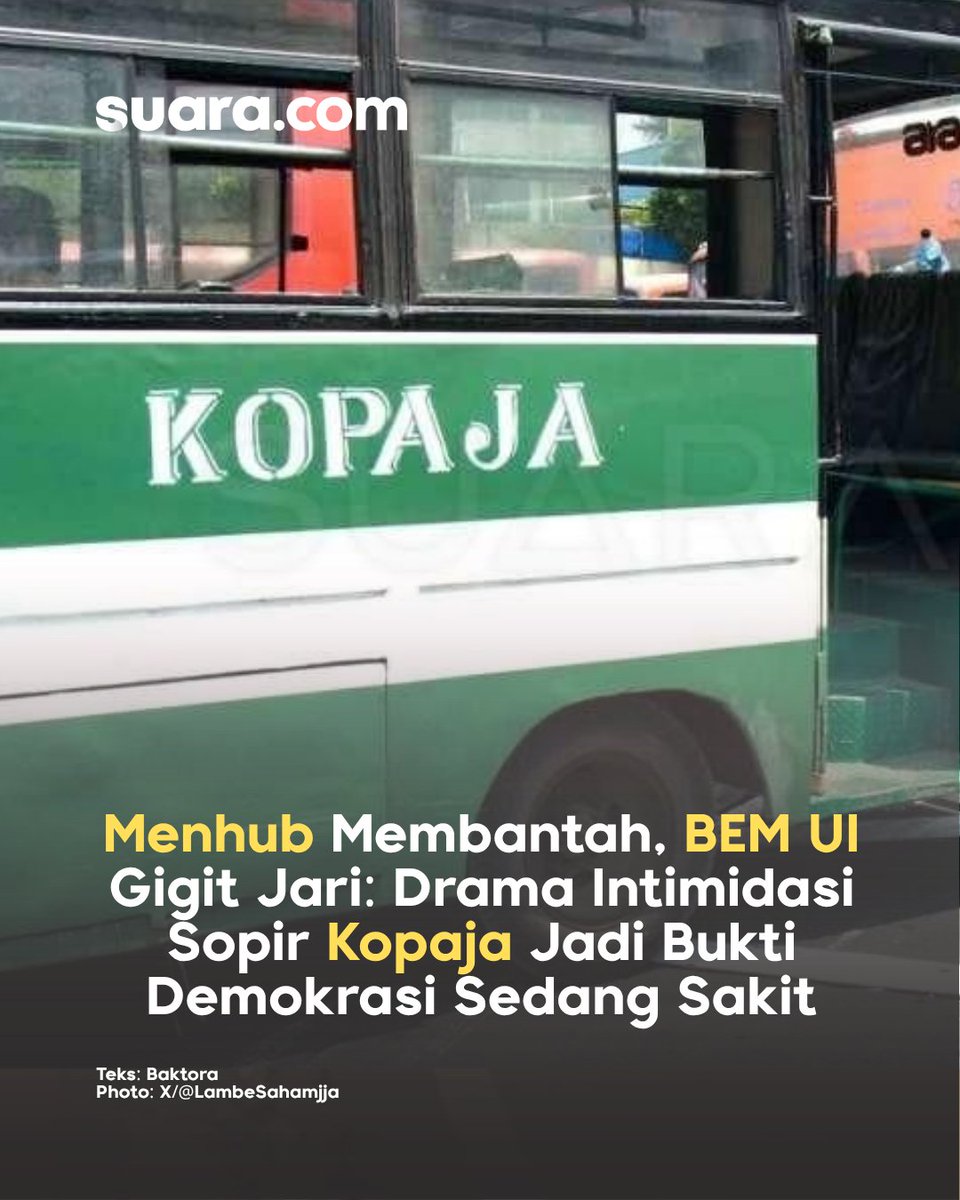 suaradotcom's tweet photo. Sopir bus diancam dipecat cuma gara-gara mau antar mahasiswa, tapi pejabat cuma bilang 'salah paham'โsejak kapan gertakan ke rakyat kecil dianggap bercanda?
Baca selengkapnya: https://t.co/KENa5DEjIL
#kopaja #intimidasi #menhub #BEMUI #mahasiswa BM https://t.co/B5PCUM1Ilq