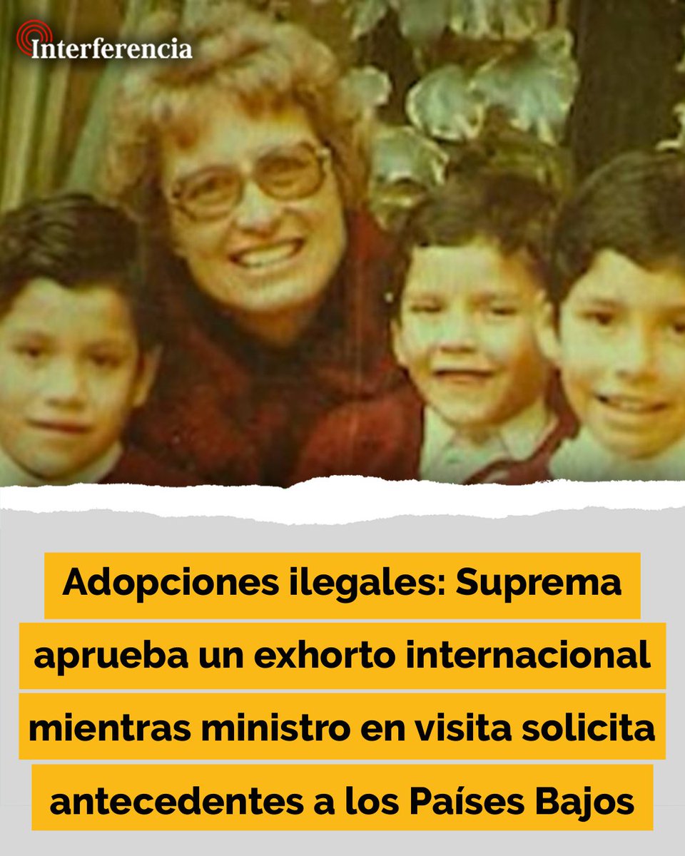 InterferenciaCL's tweet photo. A petición del ministro en visita Alejandro Aguilar, la Corte Suprema dio luz verde a un exhorto internacional dirigido a las autoridades neerlandesas. La diligencia se enfoca en el caso de Welink Van Ijken, víctima de adopciones irregulares. 👇
https://t.co/tenm1jybD4 https://t.co/bQ2PCv2jGh
