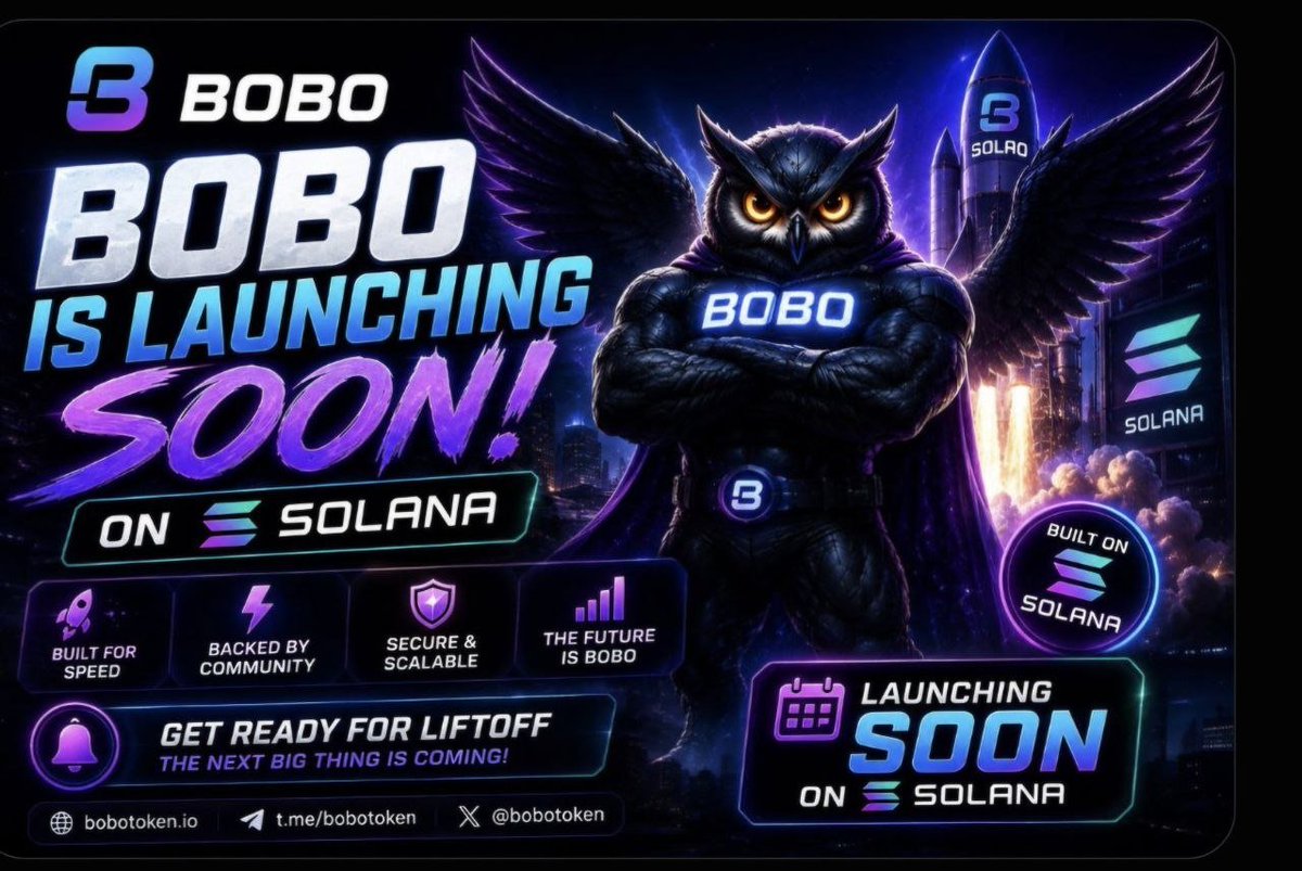 SZeayi3414's tweet photo. g Bobo is Launching
Soon!
Get ready for Bobo on Solana!
6 Key Highlights:
Fast Transactions Vibrant Community Future-Ready
Don't miss out-lift-off is near.
🚀🚀🚀🦉
#bobobit_coin https://t.co/D0Dkolymgv
