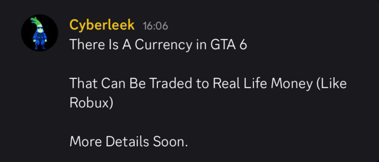 EstradaNews1's tweet photo. 🚨 [LEAK] GTA 6 could have a currency that players can trade for real-life money. 💰💵

A leaker claims this feature is coming to the game… 👀

If true, GTA 6’s economy could be absolutely insane. 😳🔥 https://t.co/aPUDH6yxYn