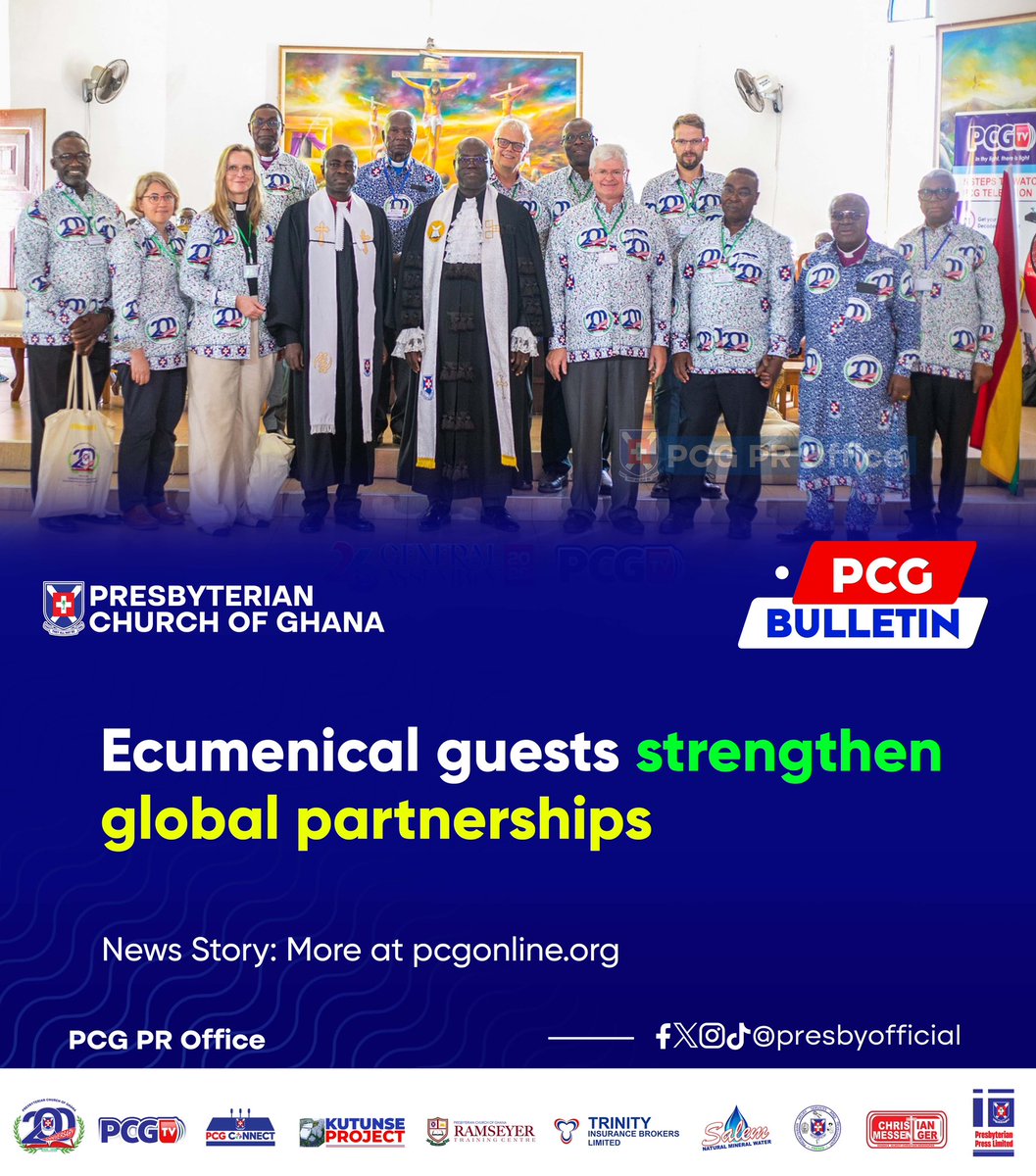 CMessengerPCG's tweet photo. The 26th General Assembly of the @PresbyOfficial at Abetifi welcomed a distinguished delegation of ecumenical guests from partner churches across the world, reaffirming the PCG’s long-standing commitment to global fellowship. Full story at https://t.co/CWMddaDVif. https://t.co/bDOv29D4n2