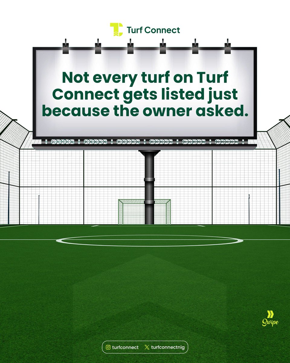 Turfconnectnig's tweet photo. Verification is not a small detail to us. It is the whole point.

#TurfConnectNG #NigeriaFootball #TurfBooking #ComingSoon https://t.co/2pTpH5VyCR