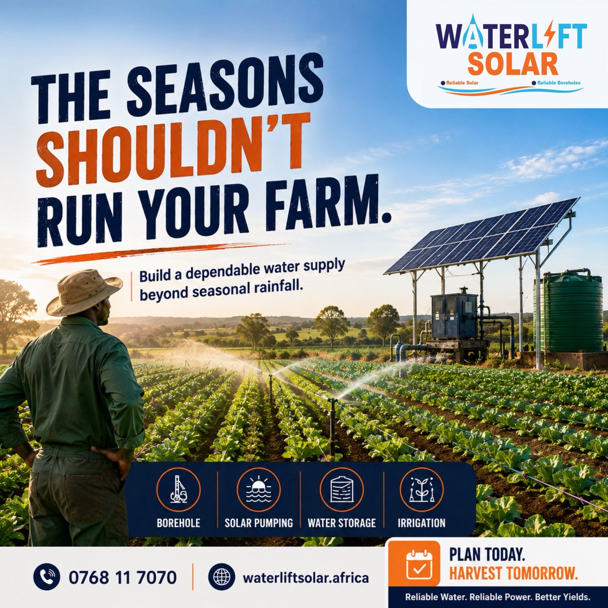 Waterlift_'s tweet photo. Rain has seasons. Your farm shouldn’t. 🌱💧
At Waterlift Solar, we help farmers build complete water solutions designed for dependable, year-round farming.

Plan today. Harvest tomorrow.
📞 0768 11 7070
🌐 https://t.co/EPa9JAUmKZ

#BoreholeEquipping #boreholeequippingnairobi https://t.co/pOHitILFZp