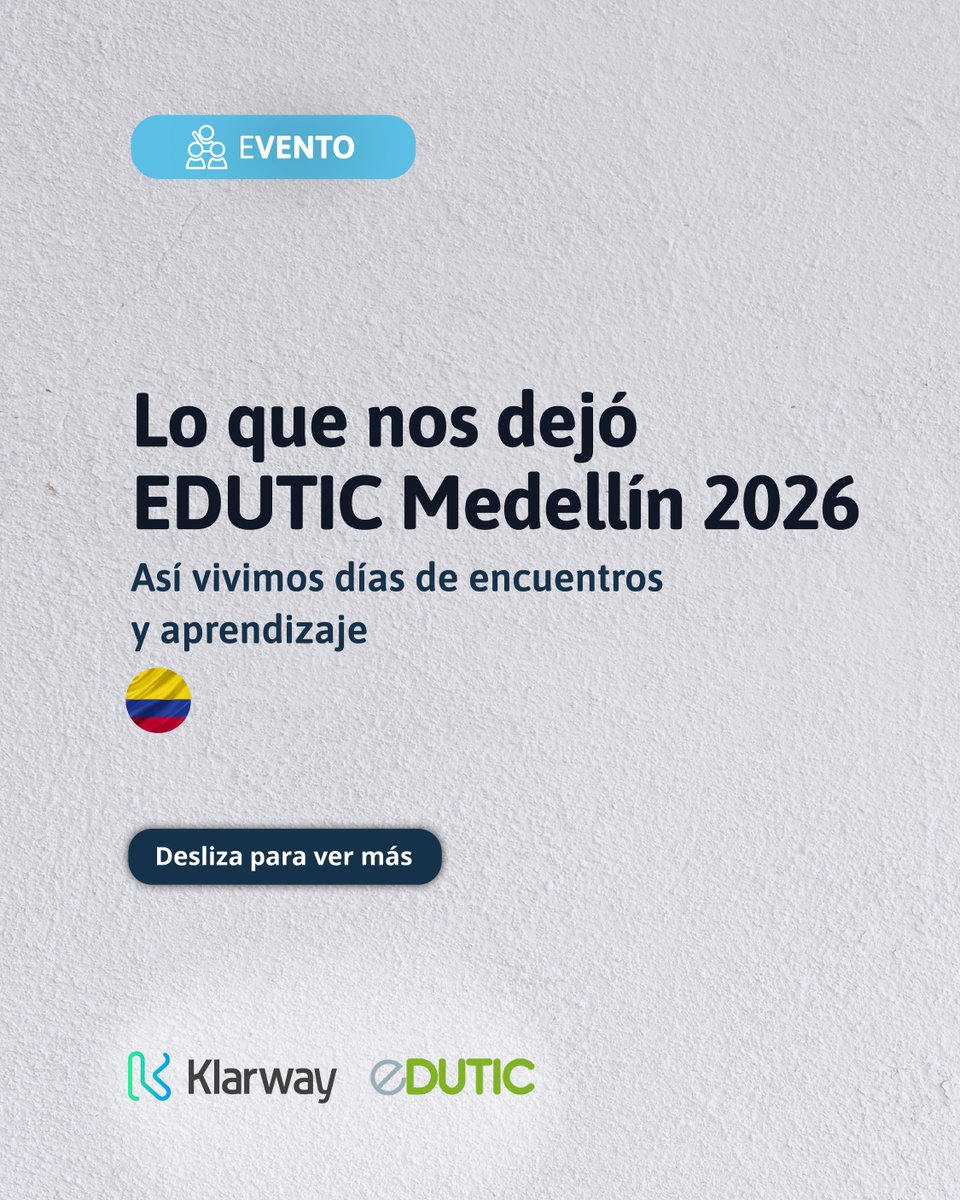 Klarway1's tweet photo. Días de encuentros, conversaciones y nuevas perspectivas en #EDUTIC Medellín 2026. 🇨🇴
Gracias a todos los que se acercaron a compartir experiencias y pensar juntos el futuro de la educación superior.
¡Nos llevamos mucho para seguir construyendo! 🙌
#EDUTIC #EdTech #Klarway https://t.co/jTbDwMMiNr