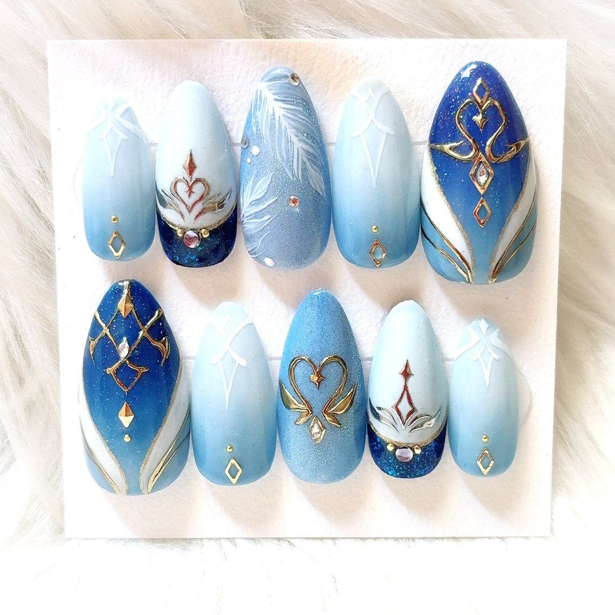 korisNail's tweet photo. 原神(Genshin)モチーフネイル💅
新作🆕

【オデット(Odette: 奥黛塔)】イメージ

原神、気になる新キャラいっぱい出てきた💦
みんな作りたい…

#痛ネイル　#イメージネイル　#キャラクターネイル　#概念ネイル　#原神ネイル https://t.co/371tIjHX9D