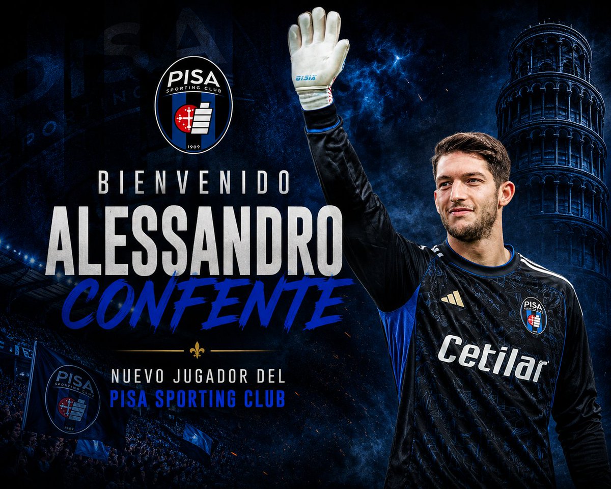 AcPisa1909ESP's tweet photo. Alessandro Confente será nuevo jugador del #Pisa!!!

Portero que llega procedente de la Juve Stabia donde ha hecho una gran temporada en la Serie B!!!

Portero joven y con mucho margen de progresión y futuro.

#ForzaPisa #ForzaNeroazzurri #VamosPisa https://t.co/TRLi4FCDVg
