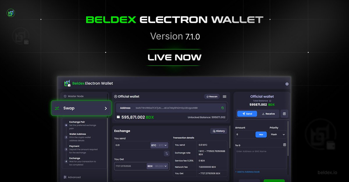 EyoAugusti73181's tweet photo. swapping crypto should not feel like a separate process every time

when a simple swap means leaving your wallet

opening another platform

and moving between different interfaces

the whole experience becomes more complicated than it needs to be

that is what makes the QuickEx integration into the Beldex Electron Wallet useful

you can now swap supported crypto directly from your Beldex wallet

so the action stays within the same place where you already manage your assets

less moving around

fewer steps

and a smoother way to handle swaps

small improvements like this can change how a wallet feels in everyday use

the wallet starts to feel less like a place you visit for one specific action

and more like a place where you can manage different parts of your crypto activity

i like that direction

@BeldexCoin is making the wallet more than just a place to hold $BDX

it is becoming a more practical entry point into the wider ecosystem