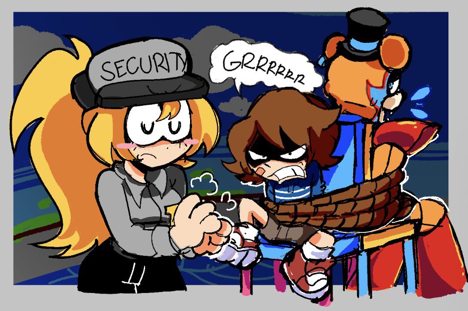 zzizful's tweet photo. vanessa encounters a familiar face… 🐥🩹

hi guys! sorry for being omega inactive…. please have some gregory vanessa dynamics as a treat! 

#fivenightsatfrickbears3 #frickbears3 https://t.co/bang0aaV1O