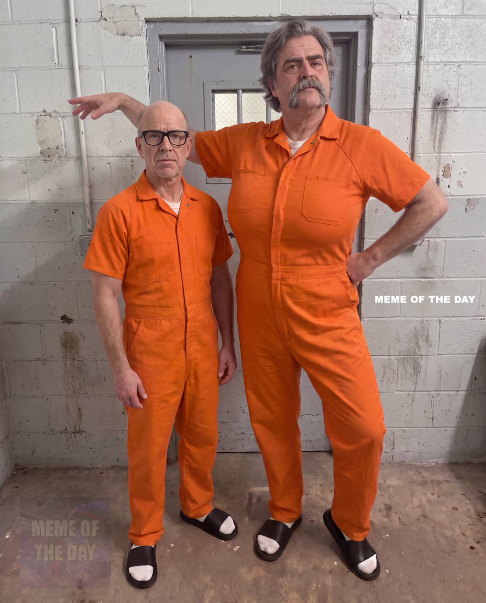 motdmemes's tweet photo. My husband was set to be released next month after serving his sentence for insider trading. But today, I get a letter in the mail saying he started a fight in the chow hall so he could spend more time with his “soulmate.” Soulmate? WTF, Peter?!

He has the nerve to tell me he’s in love with his celly Bertlinda and sent me this picture of them together, posing like it’s prom. I held our family together for the last 8 years, working two jobs in hopes he would get out one day and relieve me, but now he’s in love and doesn’t want to go home? Ridiculous.

I don’t know what to do now. How do I explain this to the kids? 🤦���♀️