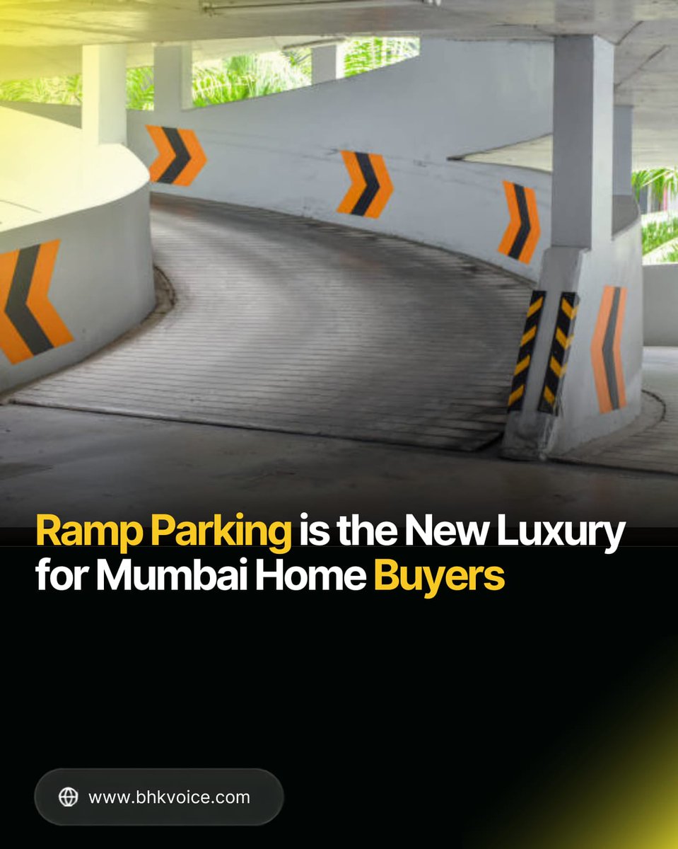 bhk_voice's tweet photo. Ramp Parking is the New Luxury for Mumbai Home Buyers.

Forget pools and gyms. In Mumbai, luxury is now simply driving up to your parking. Small plots make ramps rare, so car lifts are common, but can take 8–10 minutes. Ramp parking means no machinery, no maintenance, no hassle. https://t.co/wFWAlWcT35