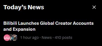 bilibili_create's tweet photo. bilibili has always prided itself on community first! so it's very heartening to see that our community has gotten us trending on X. 🥲

Thanks for all the support &amp; let's grow together! ❤️ https://t.co/0vDLA04iqK