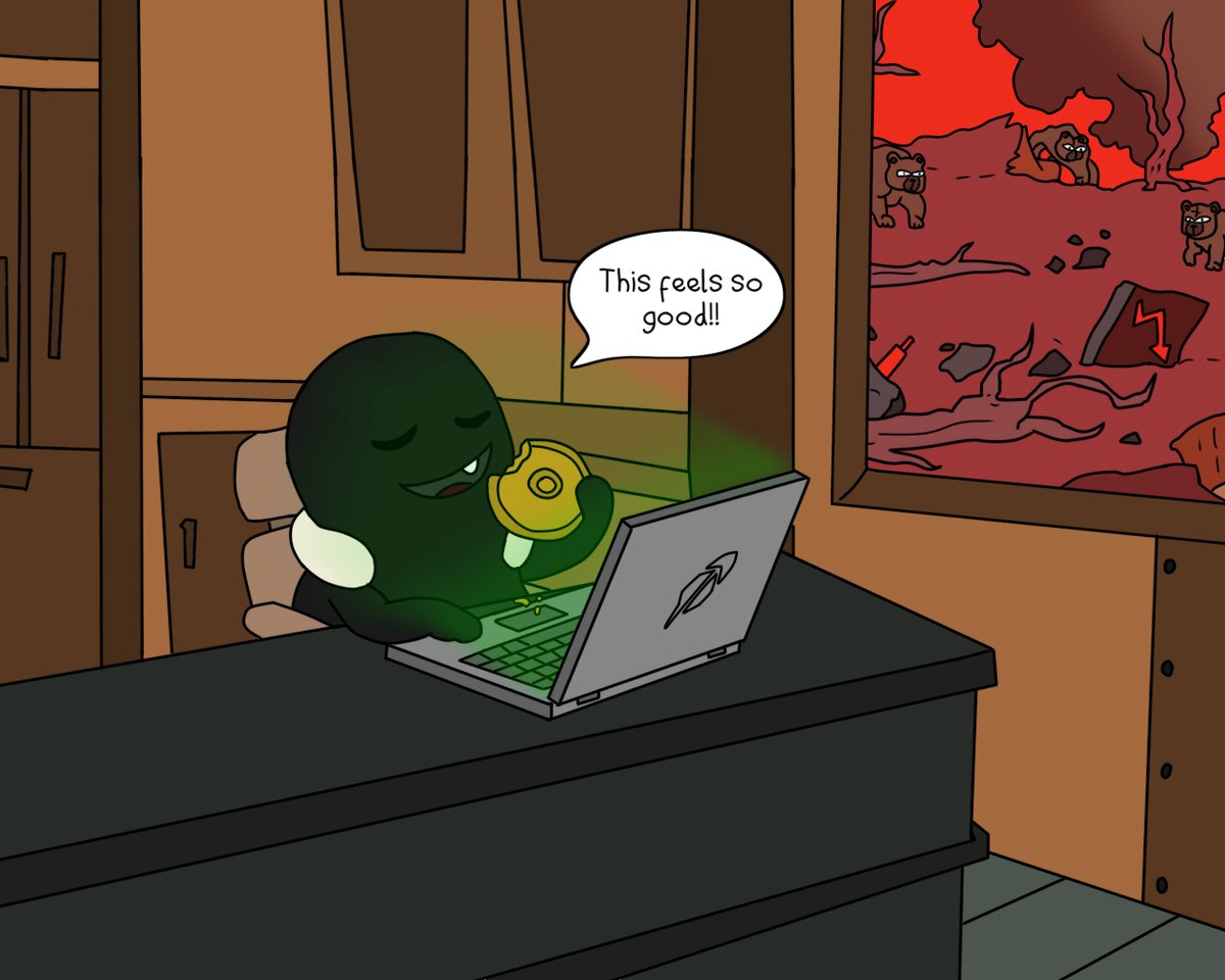 big_oni21's tweet photo. The Lore behind @Bellivore is that HE GETS HUNGRY WHEN THE MARKET GETS LOUD

I've made this Art 🎨 in line of that lore. #Bellivore stays profitable in the loud market.

#Meme #Robinhood 💚 https://t.co/KwTn1imhea