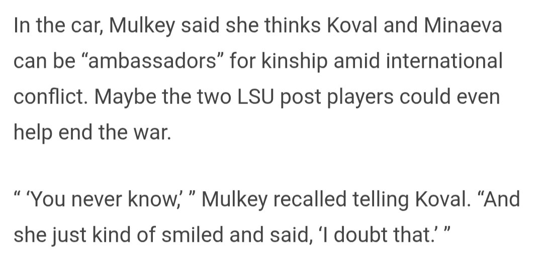 SkinsHoops86's tweet photo. Some of these quotes kind of crazy to me. The part about them helping end the war. I mean be real

Personally I am surprised LSU WBB added a Russian player when they had a player from Ukraine. Interesting venue for this serious meeting, a car. 😂 https://t.co/jEhg1ZIFjp
