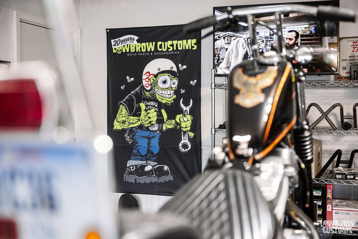 LowbrowCustoms's tweet photo. Looking a cool wall hanger? We got some killer Lowbrow flags on the site. Swing on over and checked out #lowbrowcustoms #choppershit #chopshit #lowbrowlife #weirdo https://t.co/VtVVKQjOM6