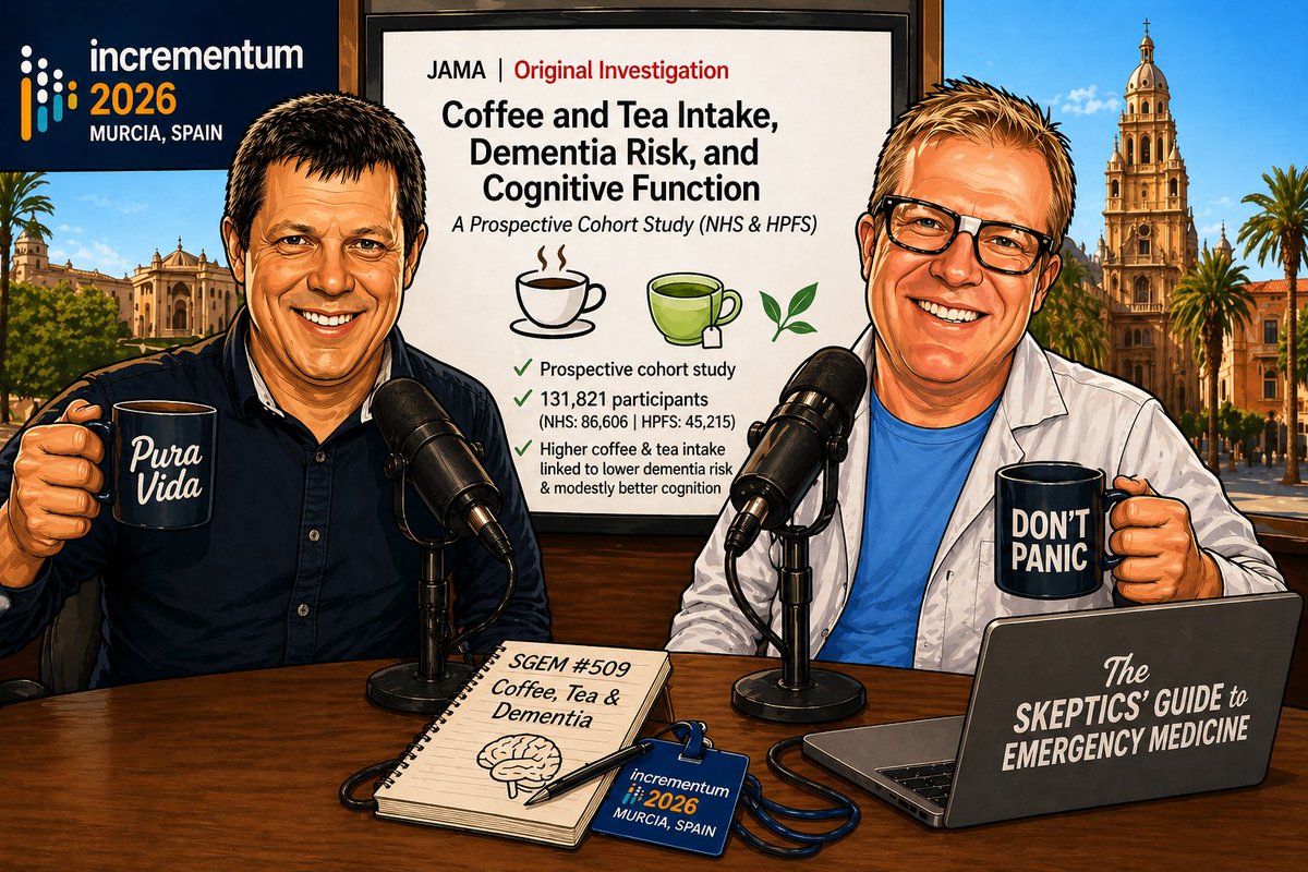 TheSGEM's tweet photo. Good morning #FOAMed Friends.

Here is SGEM#509: Preventing dementia with coffee and tea. 

Recorded in Spain at @IncrEMentuMconf with the wonderful @umanamd 

https://t.co/B6n9pn2bgJ 

@davidcarr333 @HumanFact0rz @docib https://t.co/wsU9kQZZaA