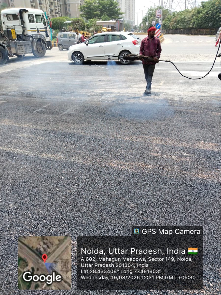 noida_authority's tweet photo. As 19-08-2026, the Civil Department is undertaking patchwork and maintenance work at Sector-149. The work is being carried out to maintain the road infrastructure and ensure smooth, safe and convenient movement for commuters and residents in the area.

#NoidaAuthority
#NoidaUpdates
#NoidaDevelopment
#NoidaBanegaNo1
#SwachhNoida