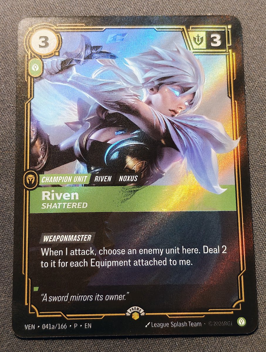 RiftCollect's tweet photo. My Riven Promo from Gen Con finally arrived 😋 https://t.co/OoNEI9PzEw