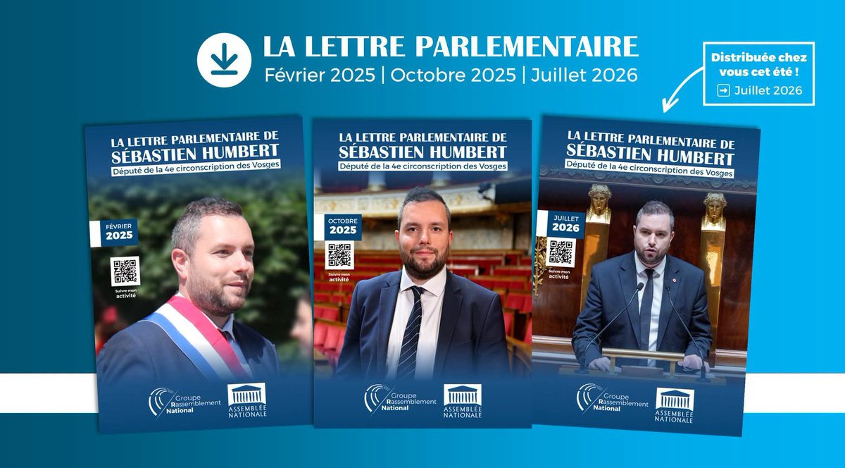 seb_humbert's tweet photo. 📘 Mes Lettres Parlementaires disponibles au téléchargement !

▶️ Juillet 2026 : https://t.co/GzeMA1emKE

▶️ Octobre 2025 : https://t.co/12iIHbT6mS

▶️ Février 2025 : https://t.co/75Grumuwqu https://t.co/IIc7cMLwxo