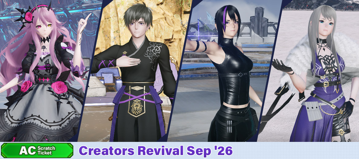 play_pso2's tweet photo. Previously-released items designed by sena make a comeback in the AC Scratch Ticket: Creators Revival Sep '26!
Get another shot at the popular Spyder and Attentater items, and items to dress as Odette from Idola Phantasy Star Saga!
https://t.co/jZM7LMleAR
#NGS #PSO2NGS https://t.co/1IUVMnjh8R