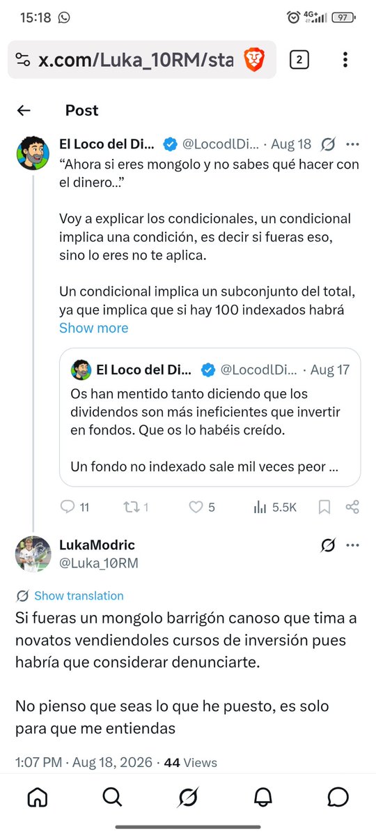 Luka_10RM's tweet photo. Hacedme un hueco en la sala de bloqueados por El Loco del Dividendo, please.

Parece que lo del condicional aplica más para unos que para otros 😂 https://t.co/0AwRXXR9D0