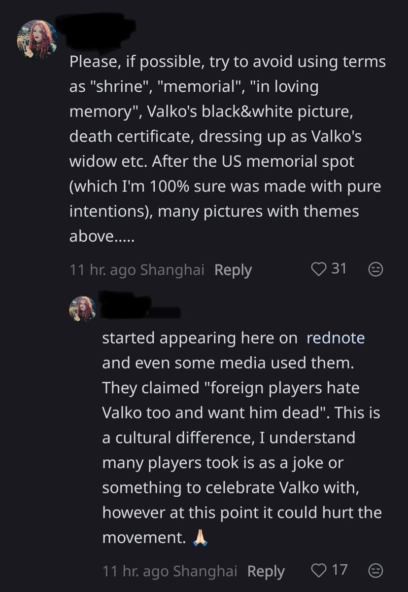 Nommnommnommm's tweet photo. @SarinaLuu I got this from xhs..
If anyone wanna protest at gamescom, make sure to avoid anything "funeral/shrine" theme🙏🏻
Or CDG will take it as if we're cheering for valko death🫂😞
#全世界都爱敖尹
#敖尹是被抹黑下线的
#NoValkoNoMoney #BringBackValko https://t.co/MtFvVHh1Cc