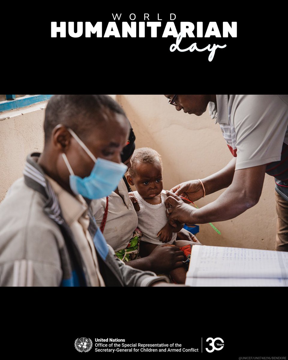 childreninwar's tweet photo. Children affected by conflict rely on humanitarian workers for protection, healthcare, education, psychosocial support, &amp; lifesaving services. 

On #WorldHumanitarianDay, we honor the courage and dedication of humanitarian workers around the world.

It's time to #ActForHumanity. https://t.co/XKPcf3Wzsg