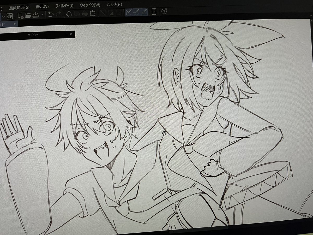 kagamine0928's tweet photo. ドタバタみね描きたくて休憩がてらちまちま描いている https://t.co/FjLGCyOZZT