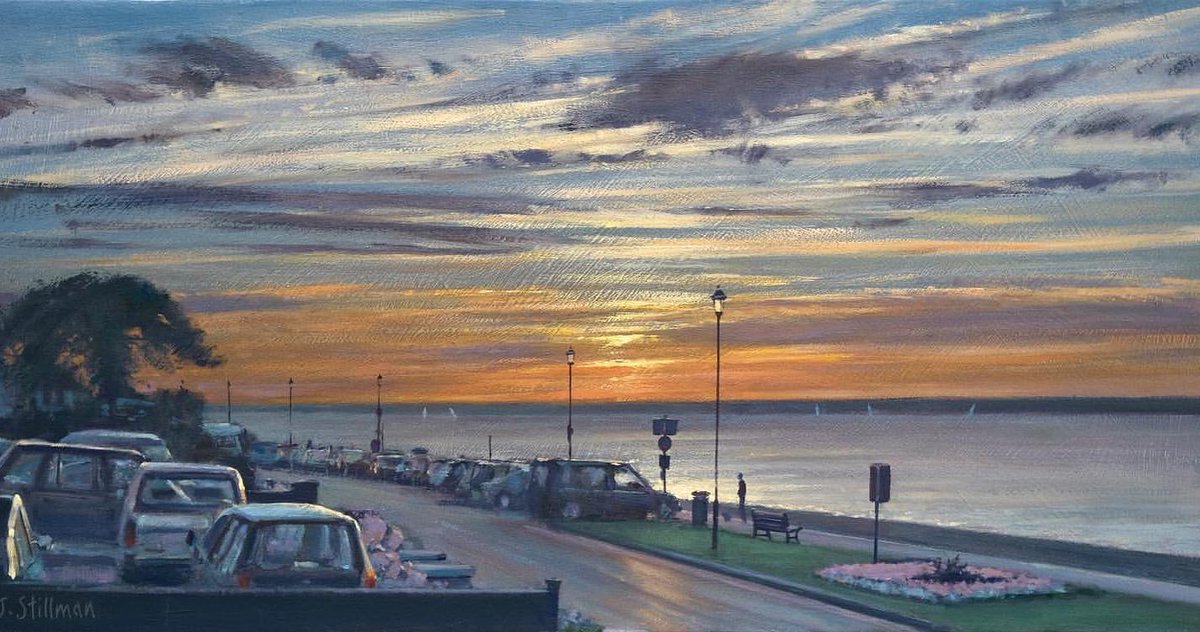 MorelManuel's tweet photo. ‘Evening Sky, Cowes, Isle of Wight’ 12x24 oil. Some beautiful evening skies lately. This one is from a trip to the Isle of Wight in 2019. https://t.co/wDTPMrIinp