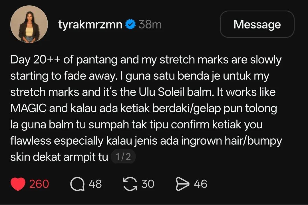 princessakira93's tweet photo. Thank you tyra for sharing this 😍 Mommy yang lepas bersalin yang ade stretch marks tu boleh try this brand. Tyra guna yang ade retinol tu. Kalau pregnant/bf mom boleh amek yg HA ye 🫶✨ https://t.co/u1icJxYw7O